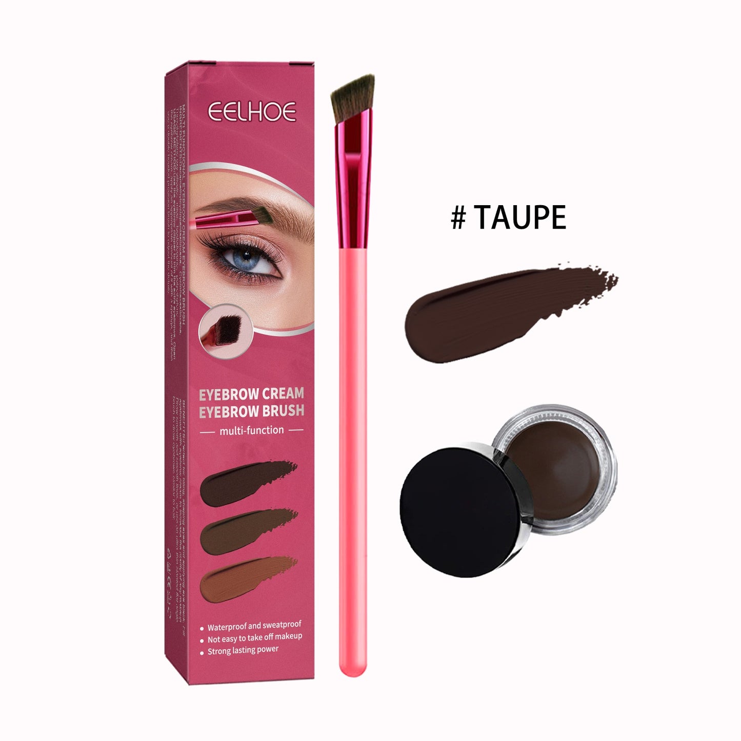 LUNIVA CARE USA eyebrow makeup tools for natural look with angled brush and taupe eyebrow cream