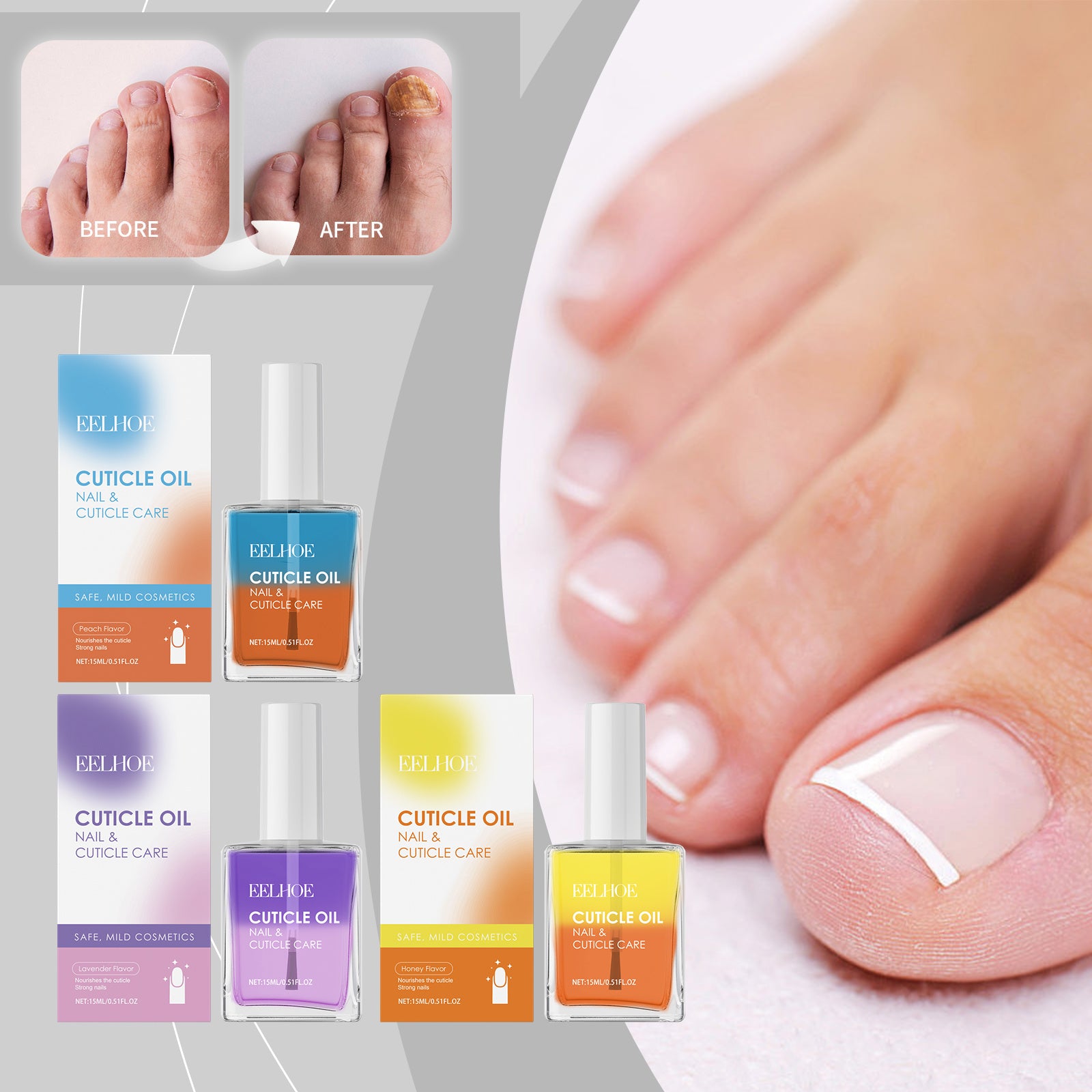 LUNIVA CARE USA hydrating cuticle oil for damaged nails with before and after foot nail care results