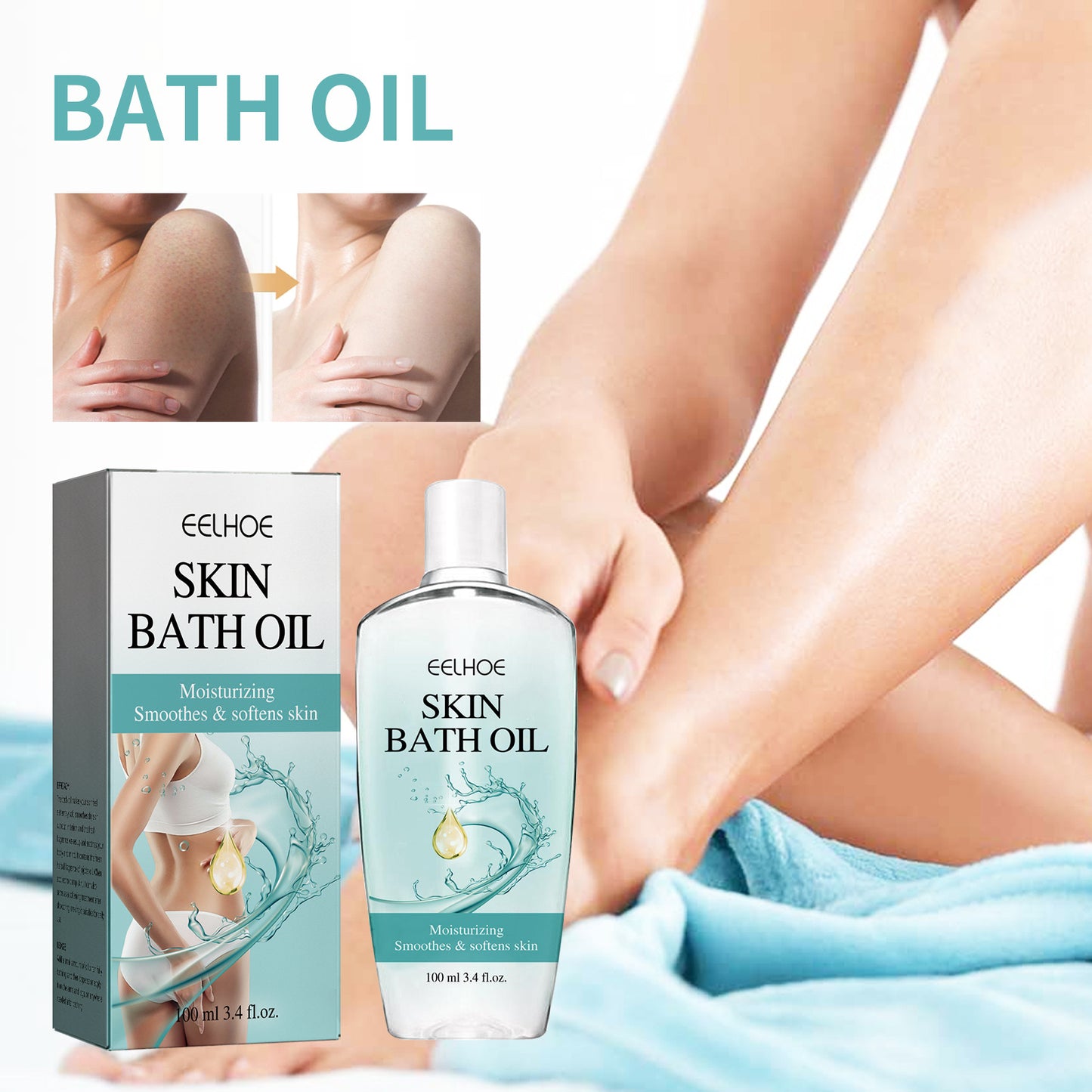 LUNIVA CARE USA moisturizing shower oil for dry skin with skin bath oil bottle and smooth skin results