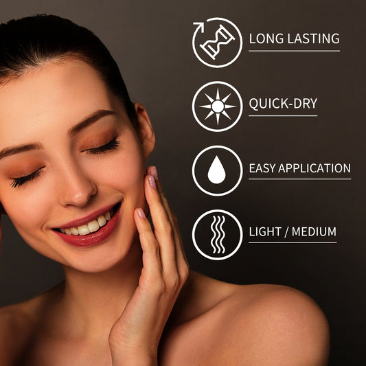 Smiling woman with glowing skin highlighting benefits of sunless tanning serum for face by Luniva Care USA
