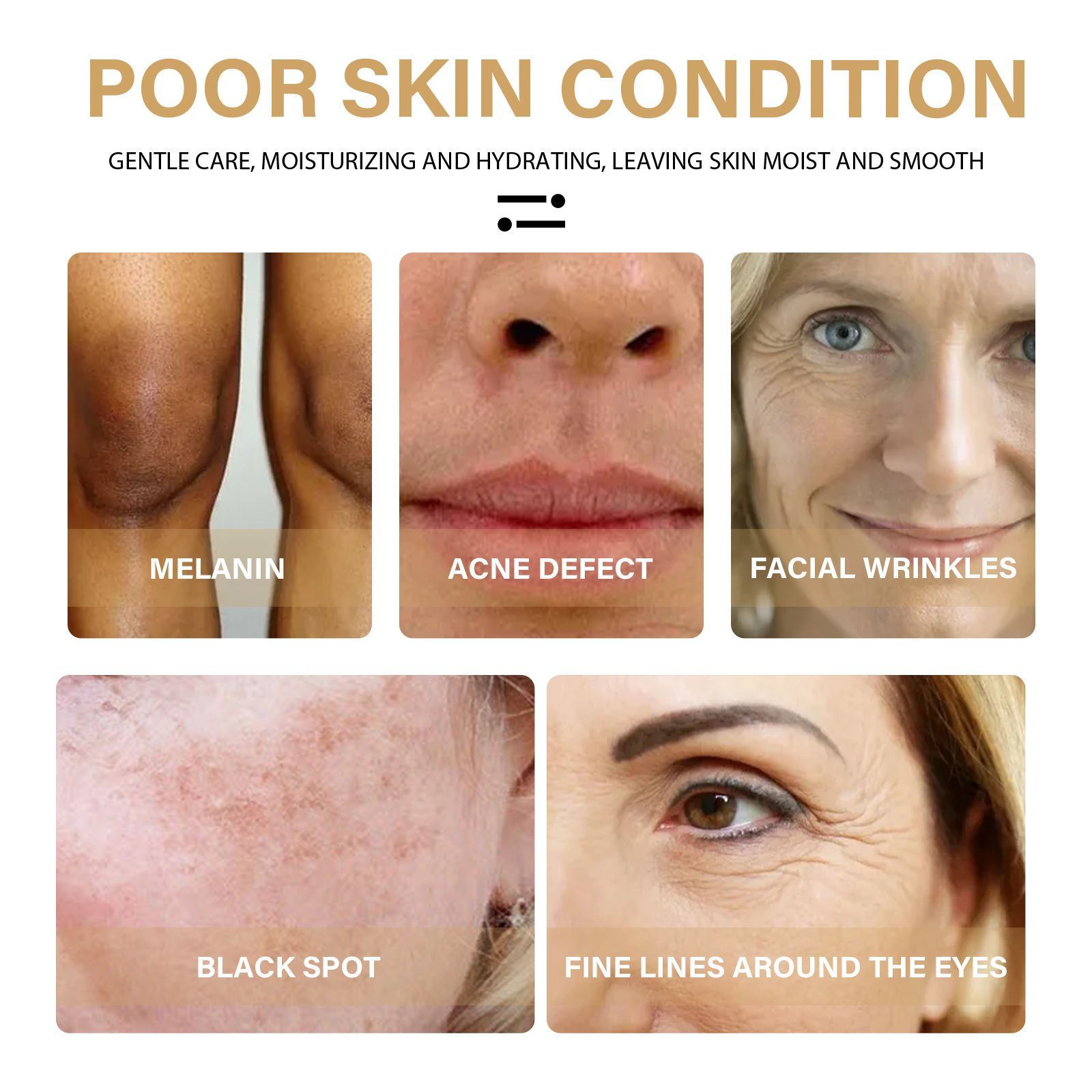 LUNIVA CARE USA turmeric serum for dark spots and acne scars targeting melanin, acne defects, facial wrinkles, black spots, and fine lines around eyes