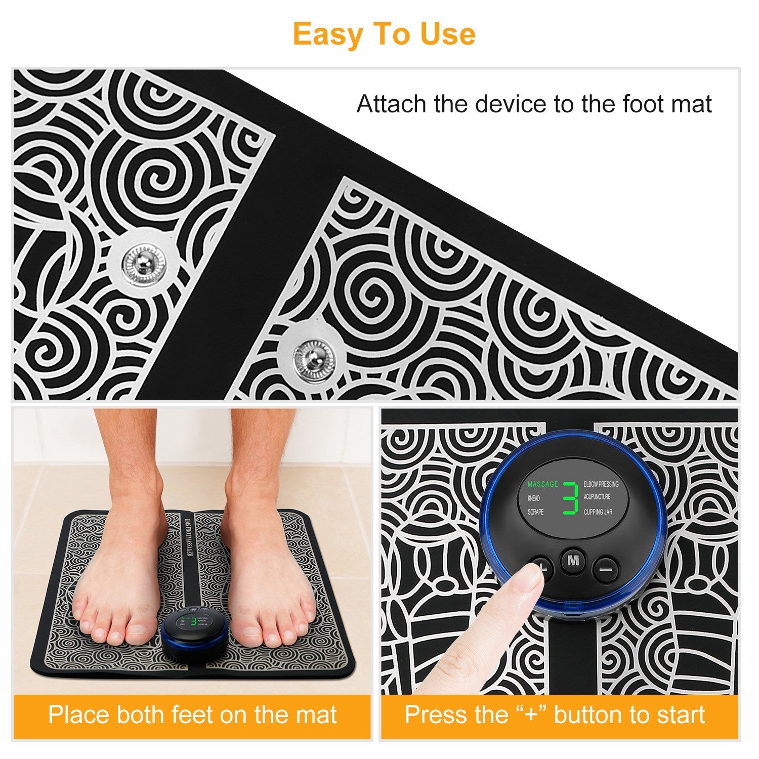 LUNIVA CARE USA electric foot massager for pain relief with EMS pad and easy to use control buttons