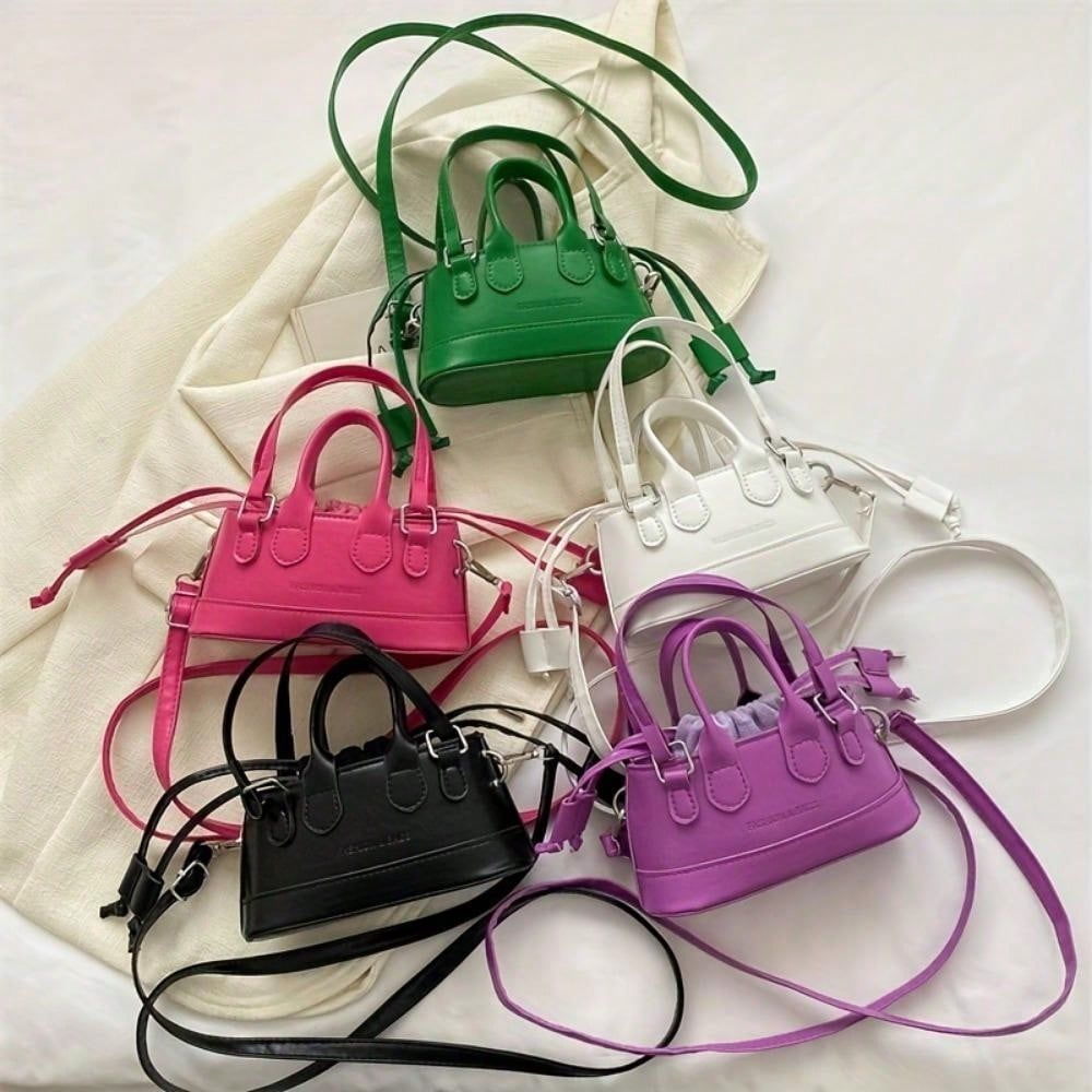 Collection of LUNIVA CARE USA women's mini crossbody bags in various colors featuring elegant top handle clutch bag design