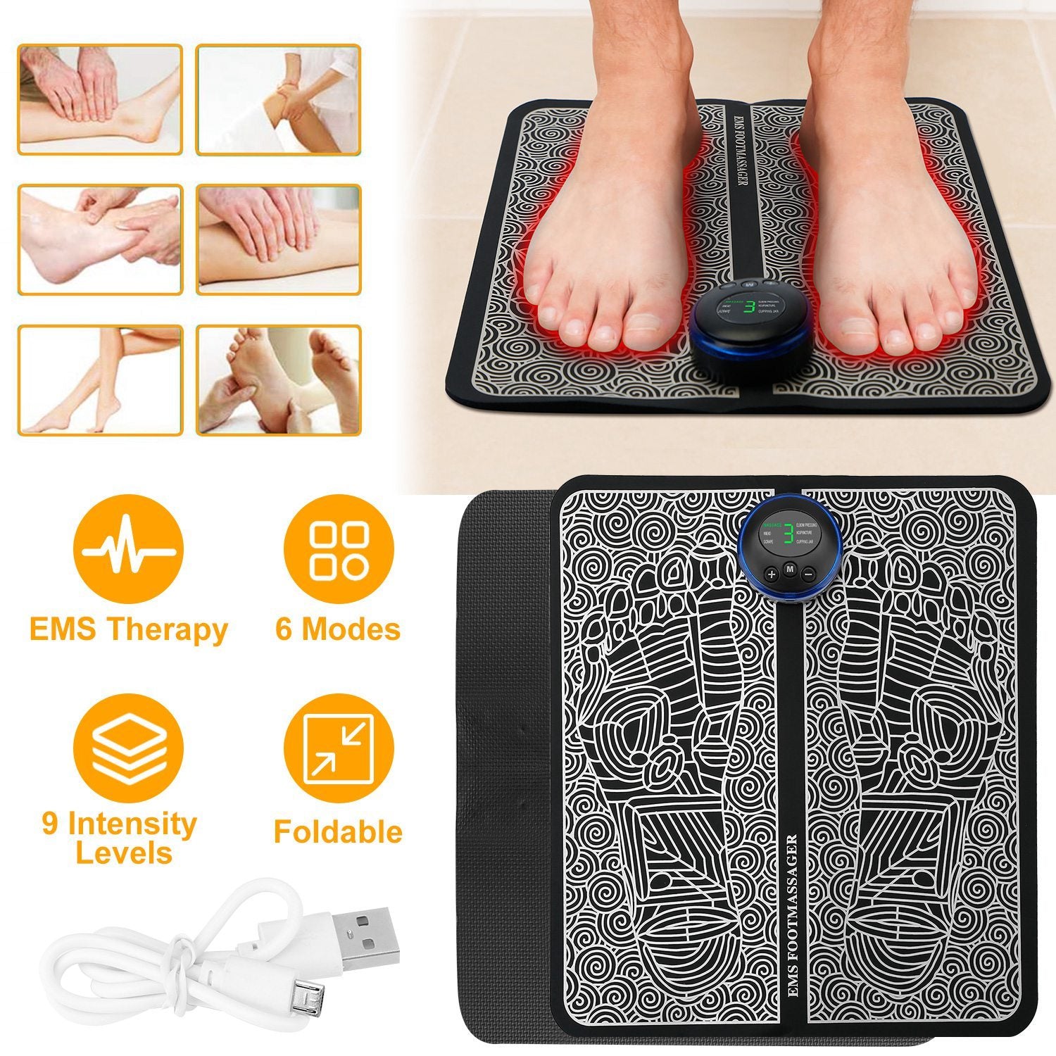 Luniva Care USA electric foot massager for pain relief with EMS therapy and multiple intensity levels
