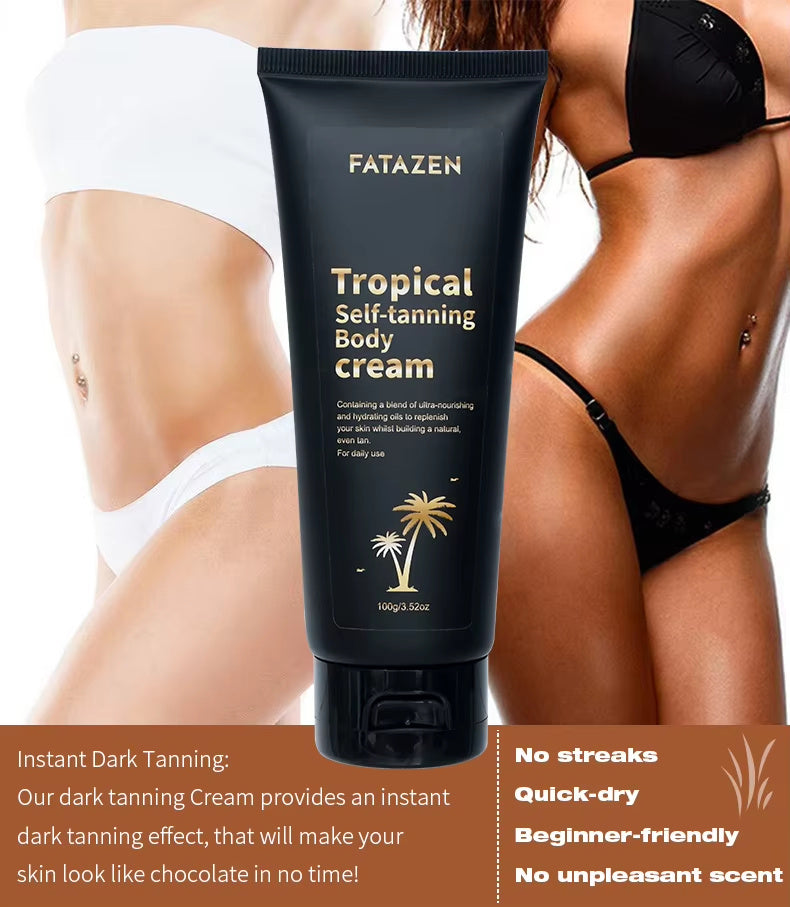 Fatazen tropical self-tanning body cream hydrating tanning lotion for women with instant dark tanning effect
