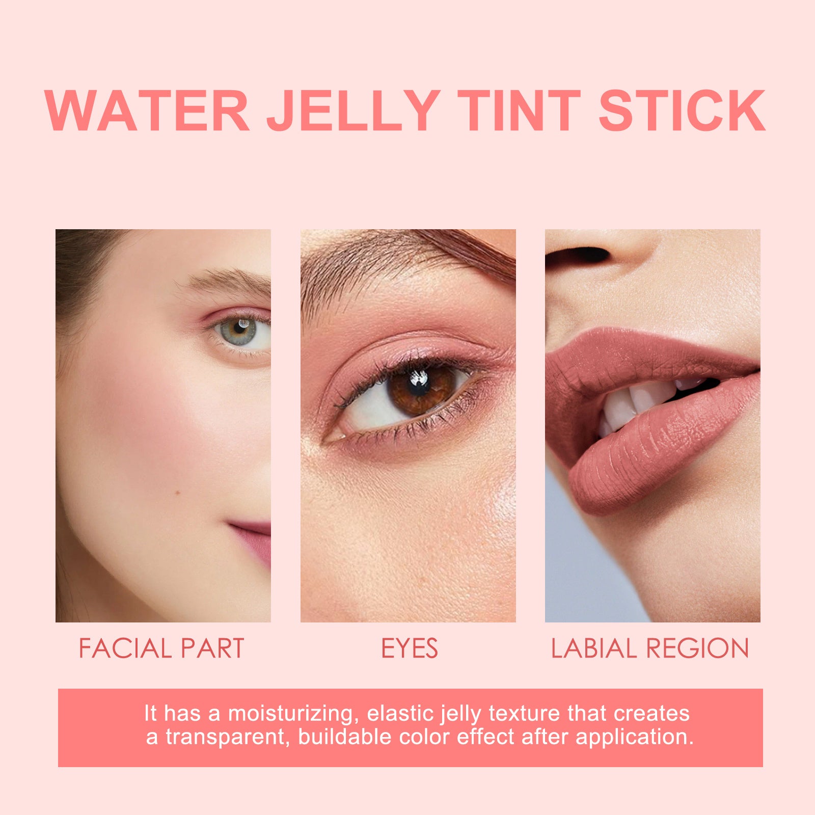 LUNIVA CARE USA water jelly tint stick showing skin-toning blush for natural look on face eyes and lips