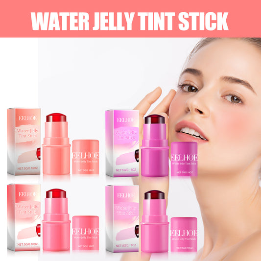 Luniva Care USA Water Jelly Tint Stick skin-toning blush for natural look with model's glowing cheek