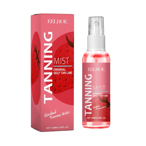LUNIVA CARE USA strawberry tanning mist gradual self tan water in pink spray bottle with box