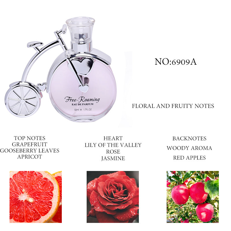 LUNIVA CARE USA floral perfume bottle shaped like a bicycle with grapefruit and rose notes unique gift perfume for her