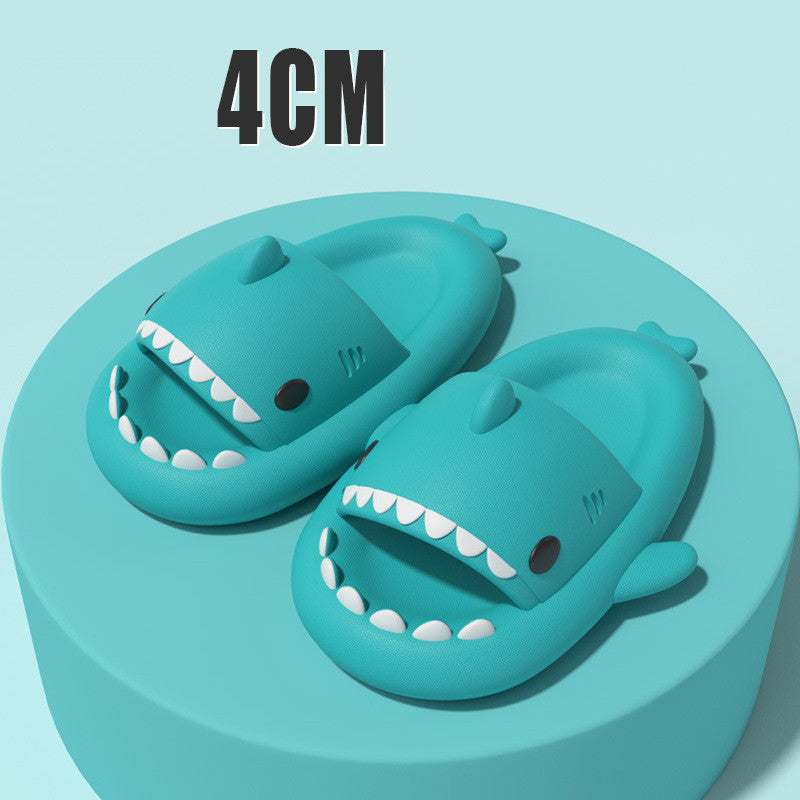 Cute blue funny shark slippers for adults with 4cm sole height and shark design details