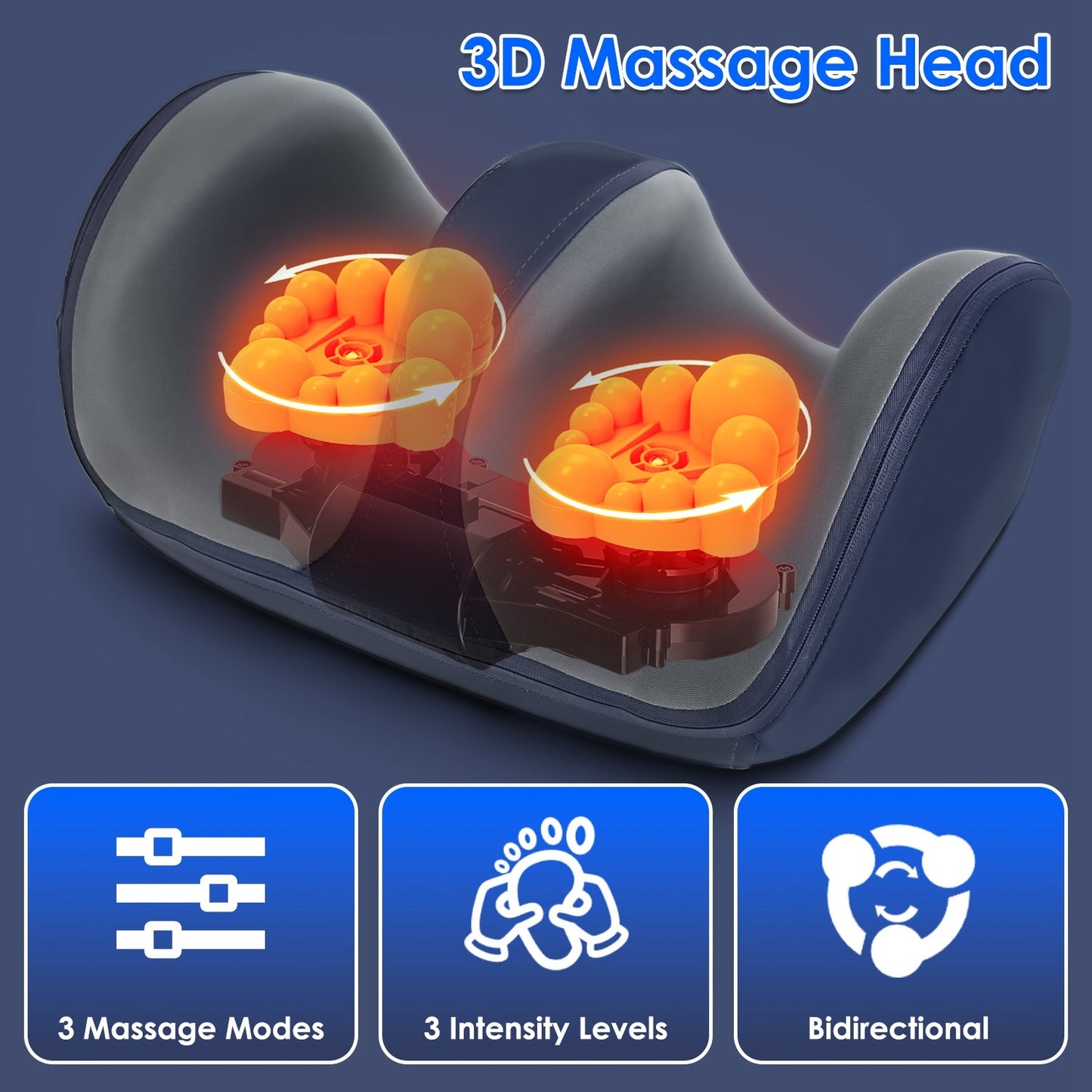 LUNIVA CARE USA home foot and leg massager machine with 3D massage head, three modes, and intensity levels