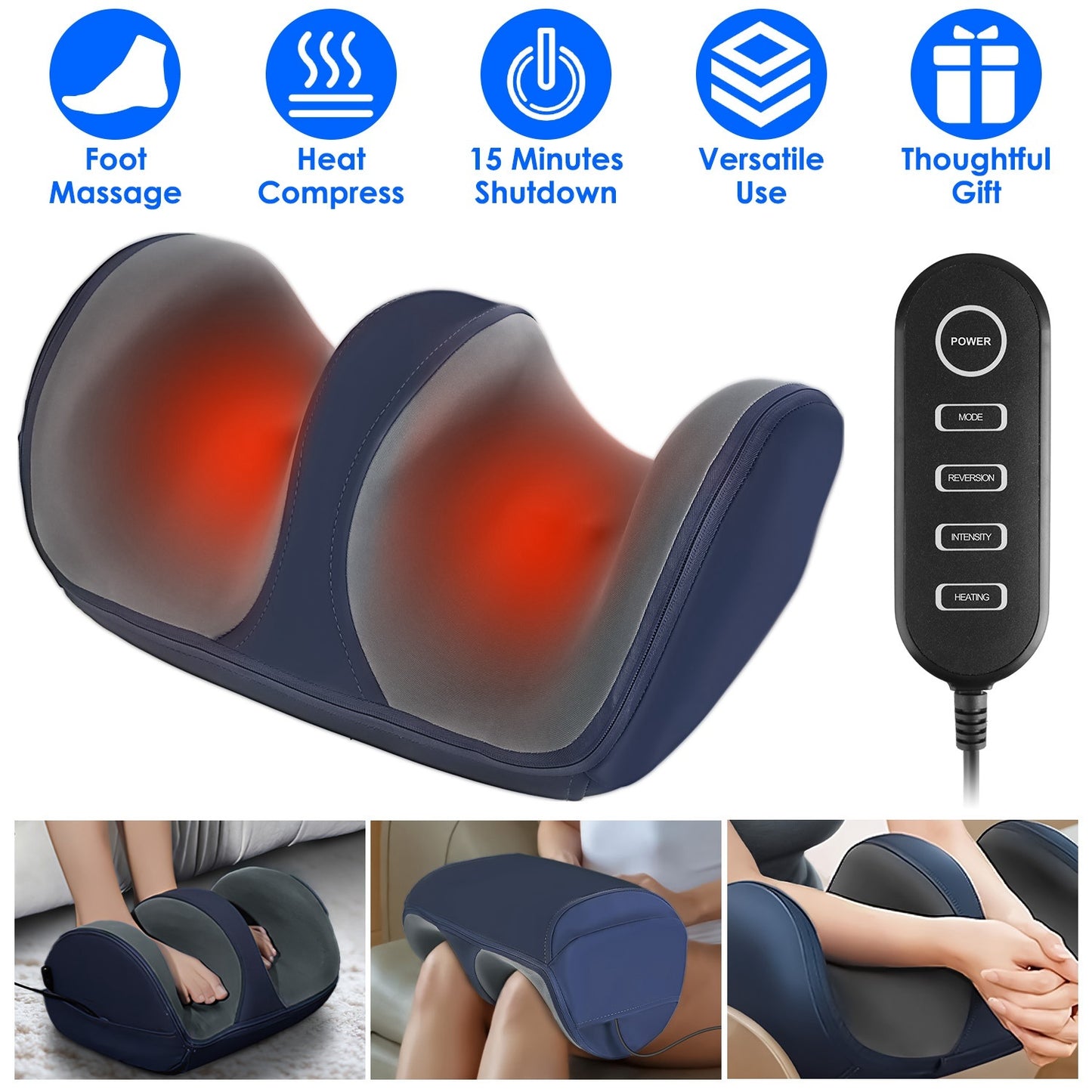 LUNIVA CARE USA home foot and leg massager machine with heat compress and remote control
