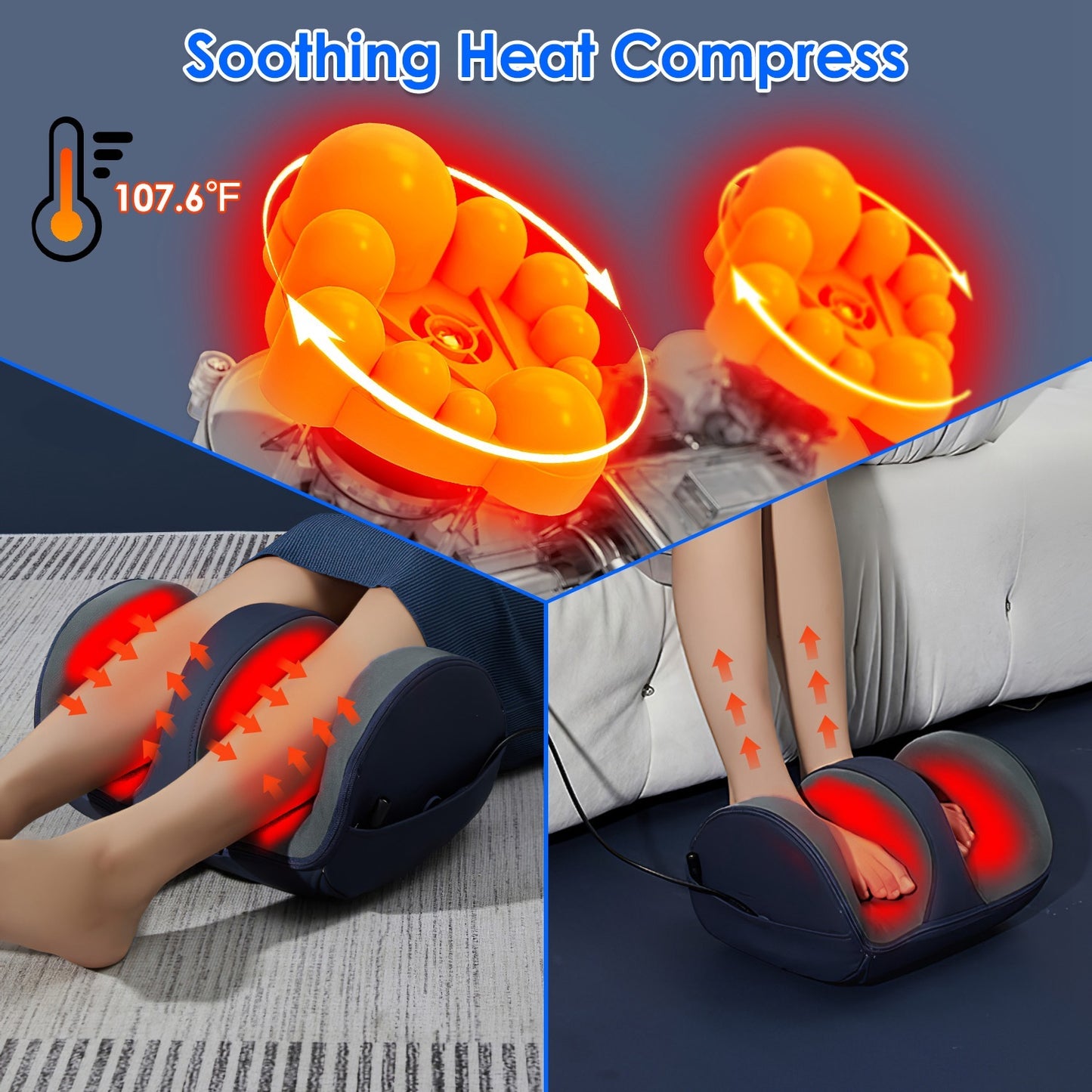 LUNIVA CARE USA home foot and leg massager machine with soothing heat compress and rotating massage nodes