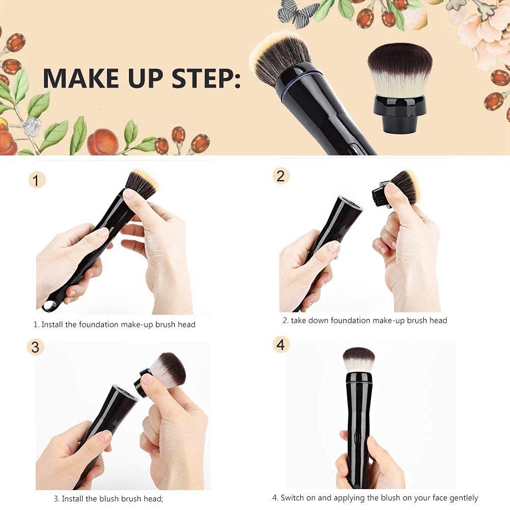LUNIVA CARE USA best electric makeup brush for travel with interchangeable heads for foundation and blush application