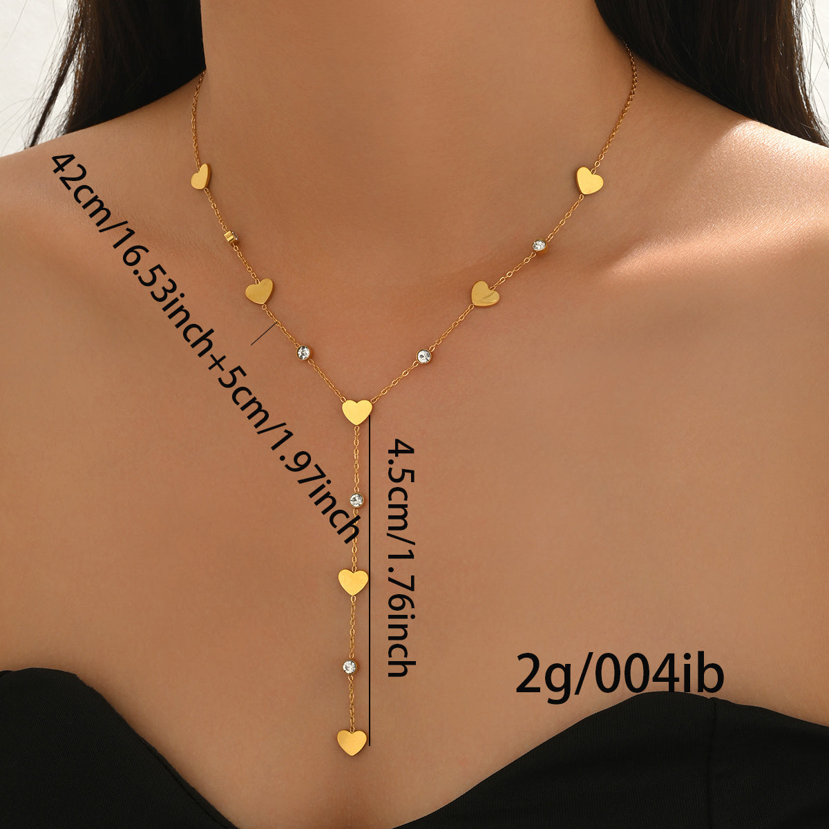 LUNIVA CARE USA gold-plated necklace with heart charms and crystal accents golden hour glam necklace gift