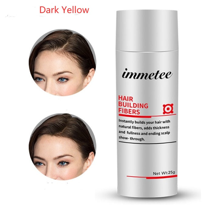 LUNIVA CARE USA hair thickening fiber concealer in dark yellow instantly adds thickness and fullness
