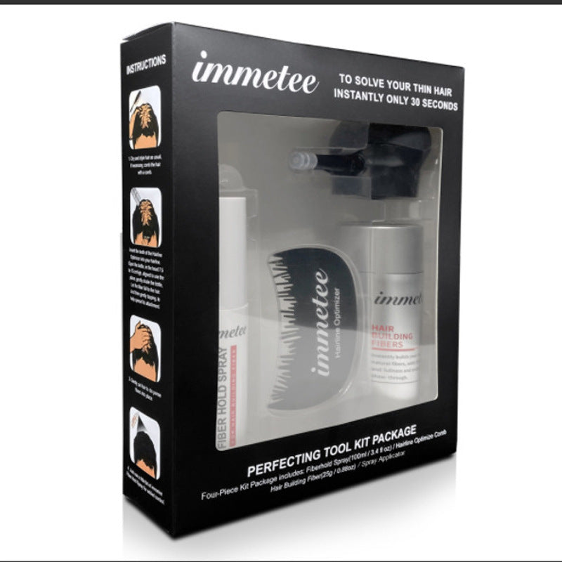 LUNIVA CARE USA hair thickening fiber concealer kit with spray, fibers, and comb for thin hair