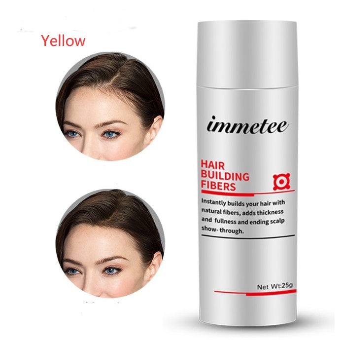 Luniva Care USA Immetee hair thickening fiber concealer with yellow hair building fibers for fuller hair