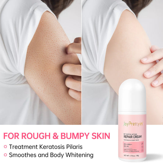Before and after results using chicken skin cream for keratosis pilaris showing smoother, clearer arm skin