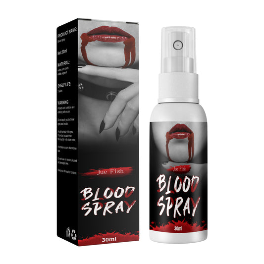 LUNIVA CARE USA SFX plasma spray for Halloween blood spray bottle and packaging with red dripping lips design