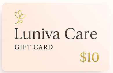 Luniva Care USA $10 self-care gift card online with elegant floral design on light background