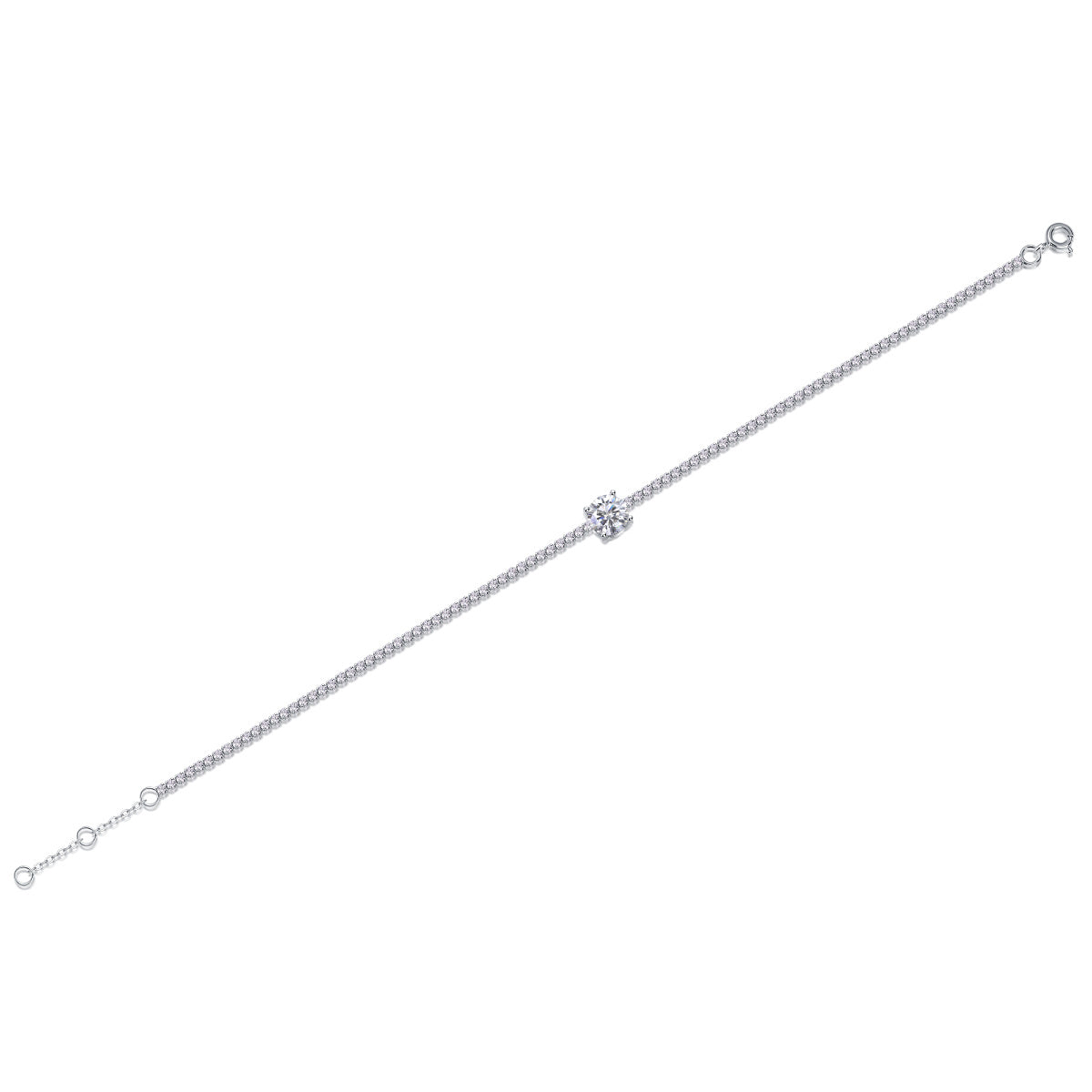 LUNIVA CARE USA delicate moissanite diamond bracelet for women with a central sparkling stone and silver chain