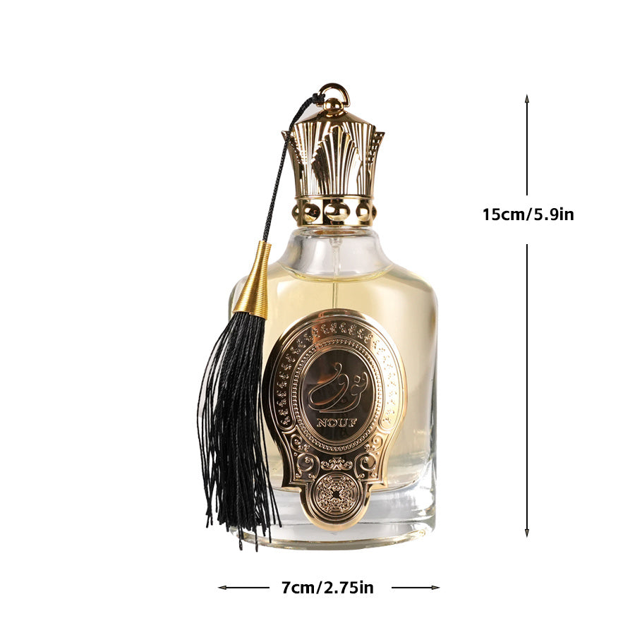 LUNIVA CARE USA luxury fragrance for women in an elegant clear bottle with gold detailing and black tassel