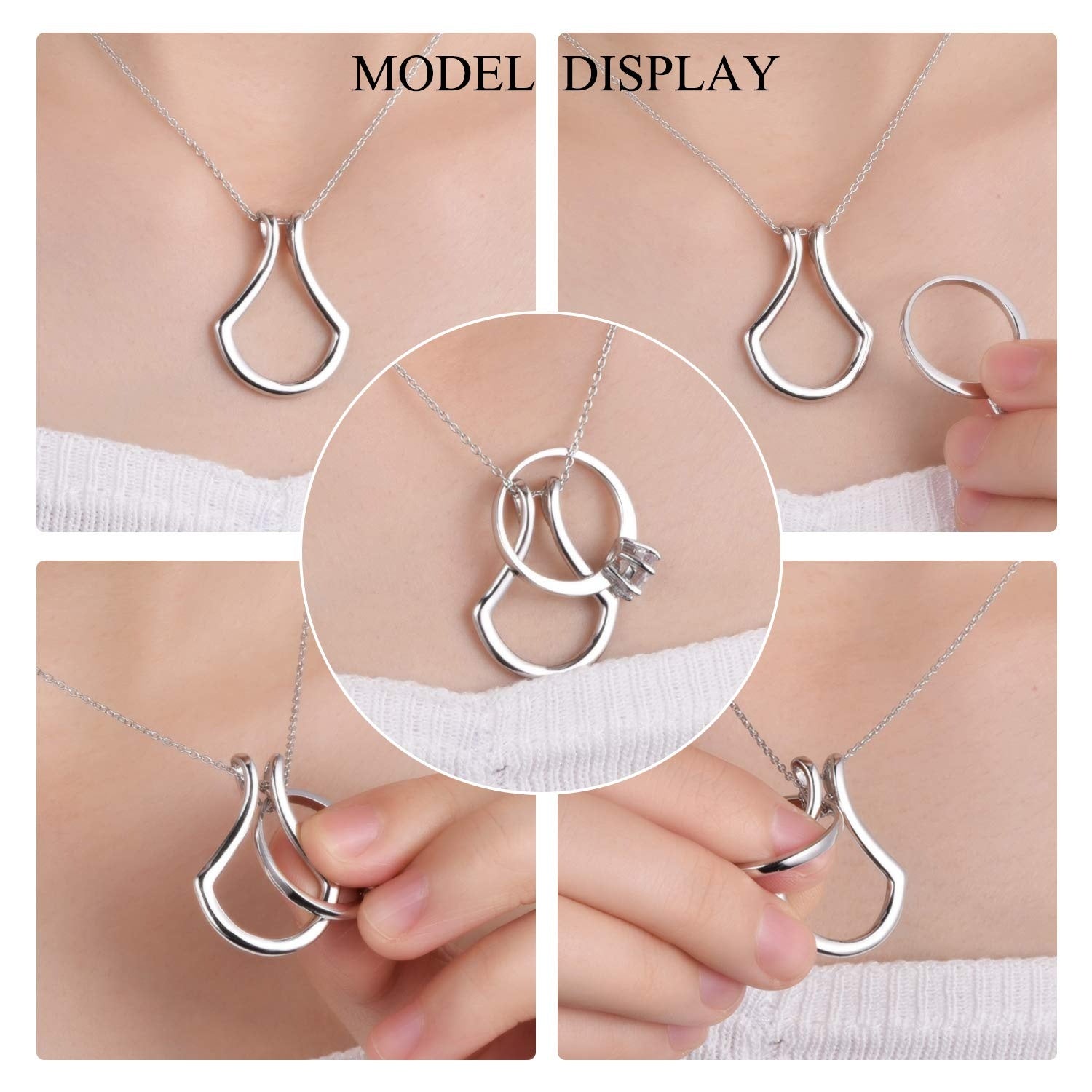 Luniva Care USA elegant jewelry gift for her silver pendant necklace with ring holder design
