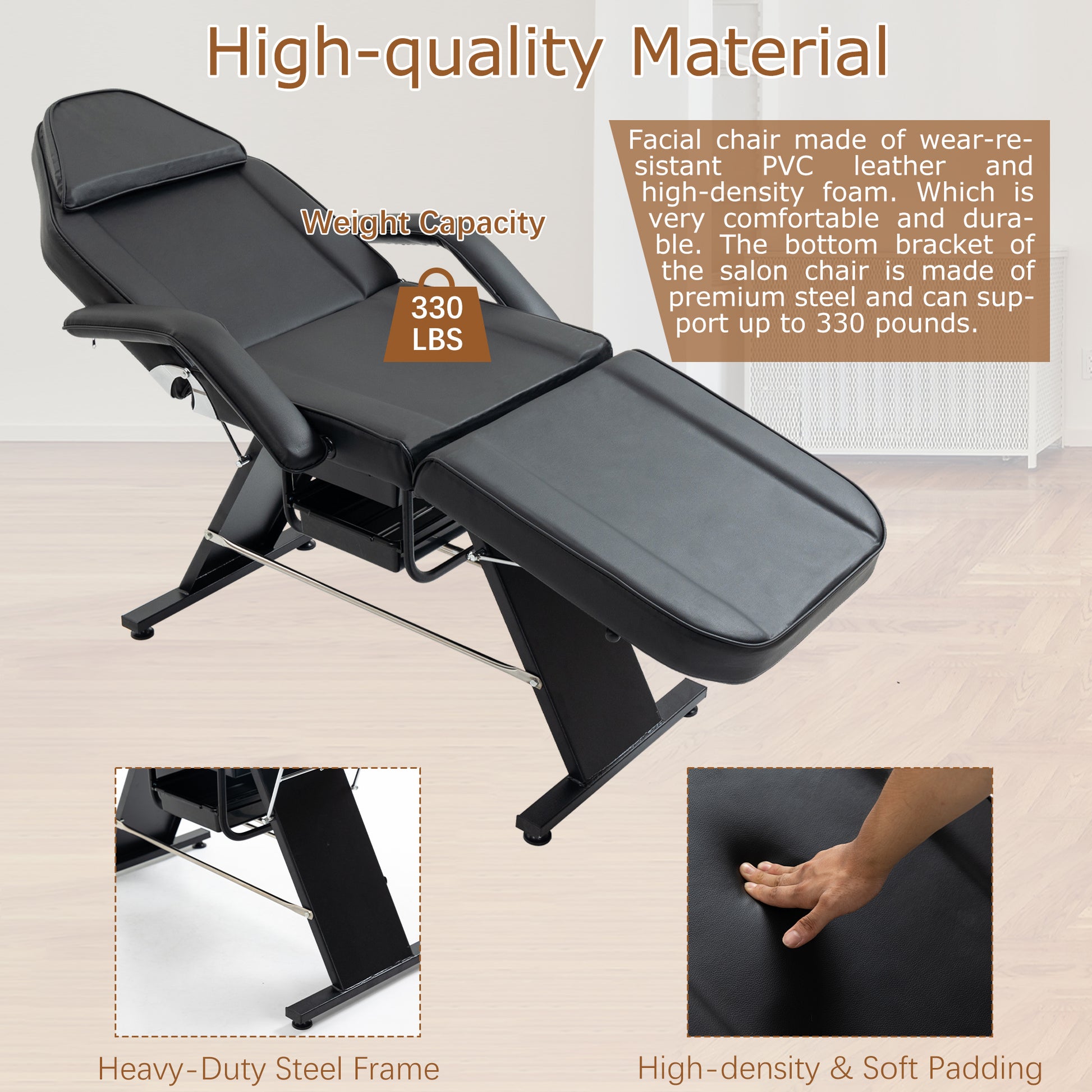 LUNIVA CARE USA professional massage tattoo chair with high-density foam and heavy-duty steel frame