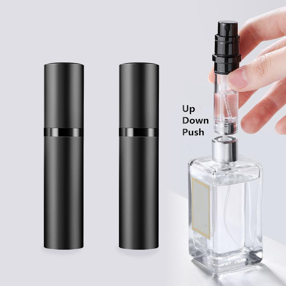 LUNIVA CARE USA black refillable perfume spray bottles with easy push refill from larger bottle