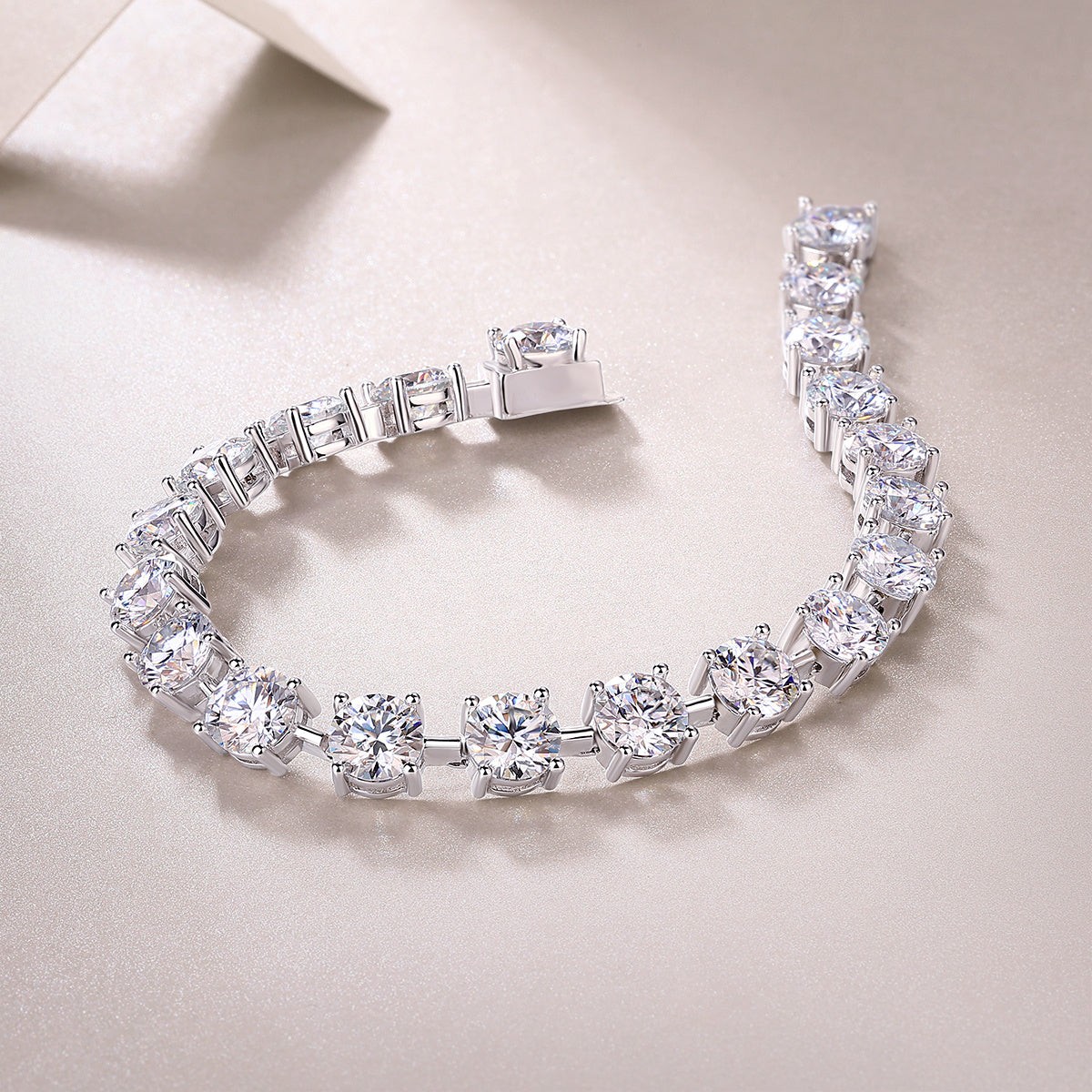 S925 luxury moissanite jewelry silver bracelet with round sparkling stones by LUNIVA CARE USA