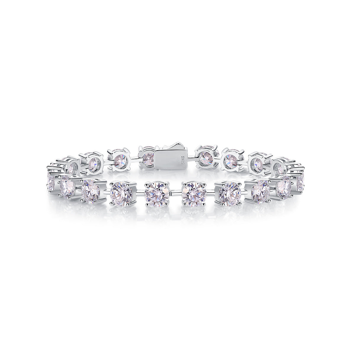 S925 luxury moissanite jewelry bracelet featuring sparkling round-cut stones in silver setting