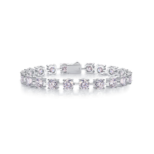S925 luxury moissanite jewelry bracelet featuring sparkling round-cut stones in silver setting