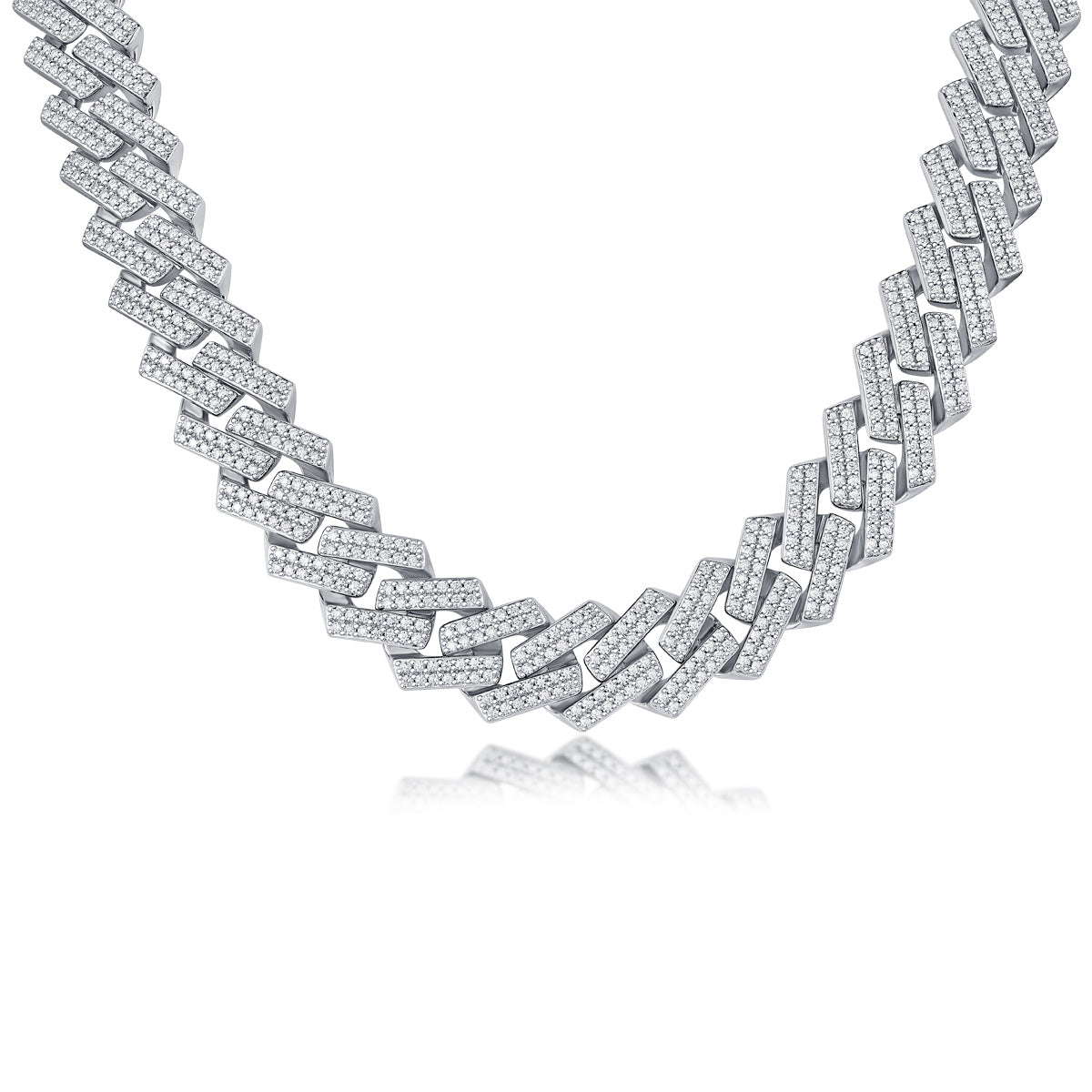 S925 moissanite chain for men with thick linked design and sparkling stones by LUNIVA CARE USA