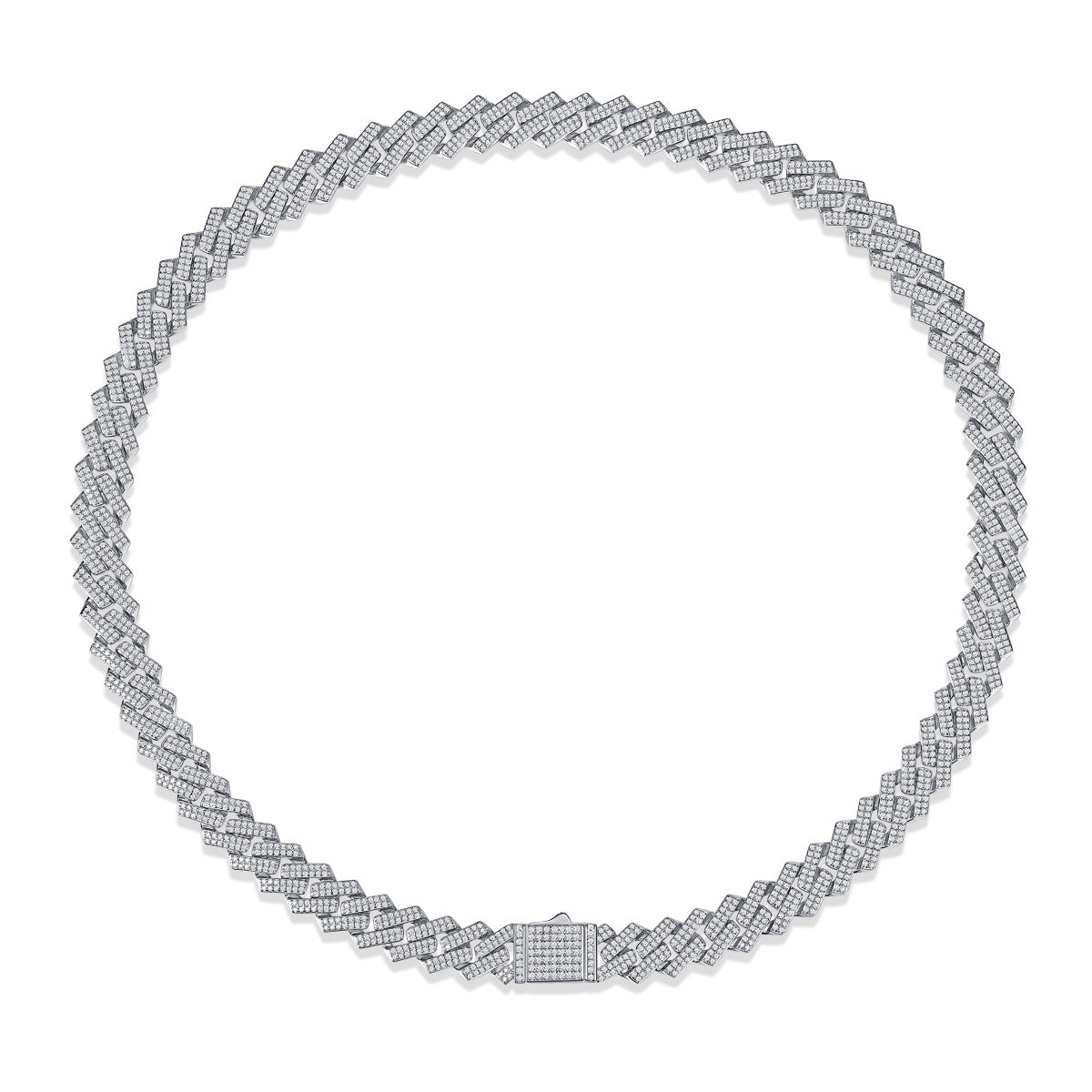 S925 moissanite chain for men in silver with intricate linked design and secure clasp