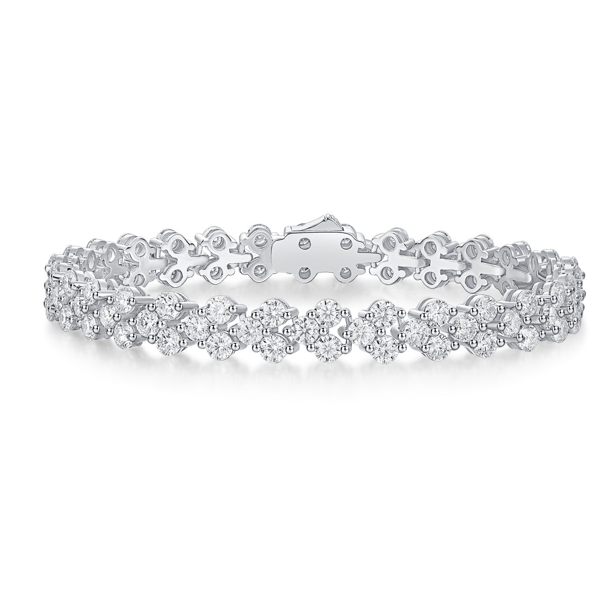 Elegant S925 silver moissanite bracelet with sparkling round stones and secure clasp