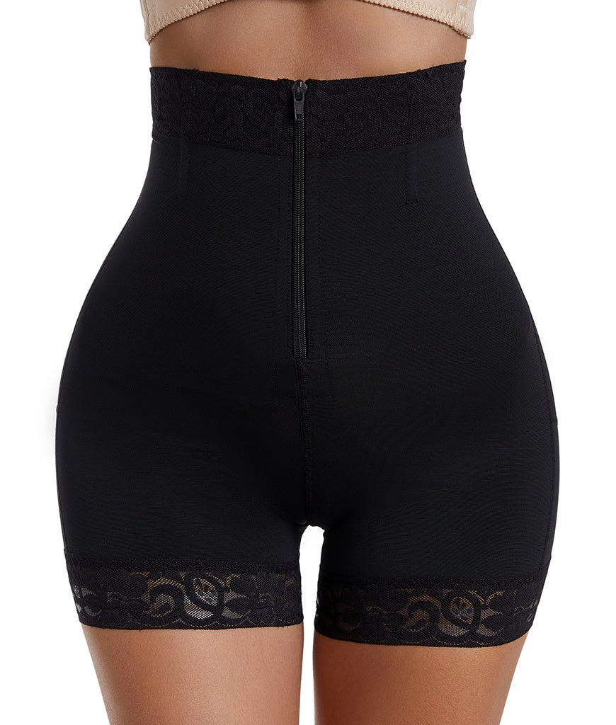 LUNIVA CARE USA women's tummy control body shaper in black with high waist and lace trim