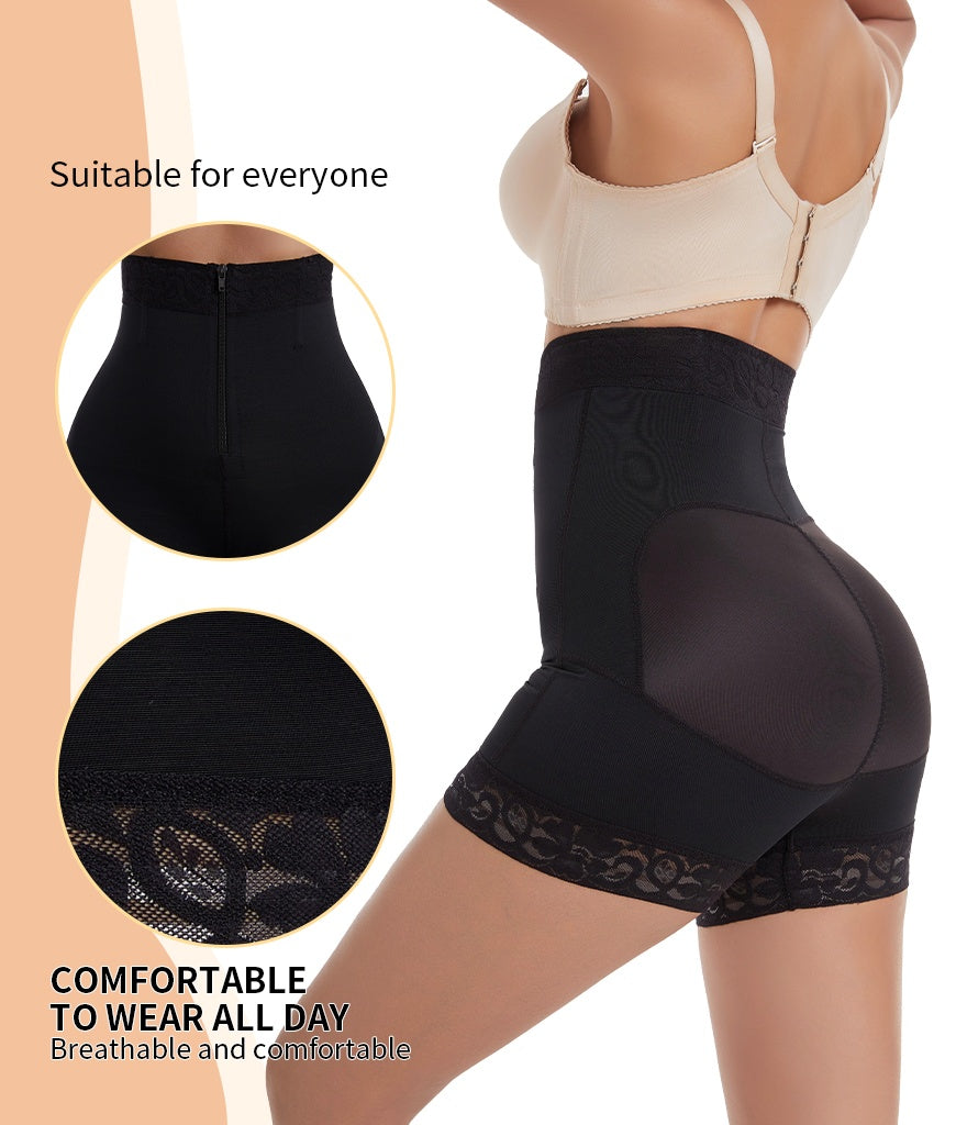 LUNIVA CARE USA women's tummy control body shaper in black with high waist and lace details