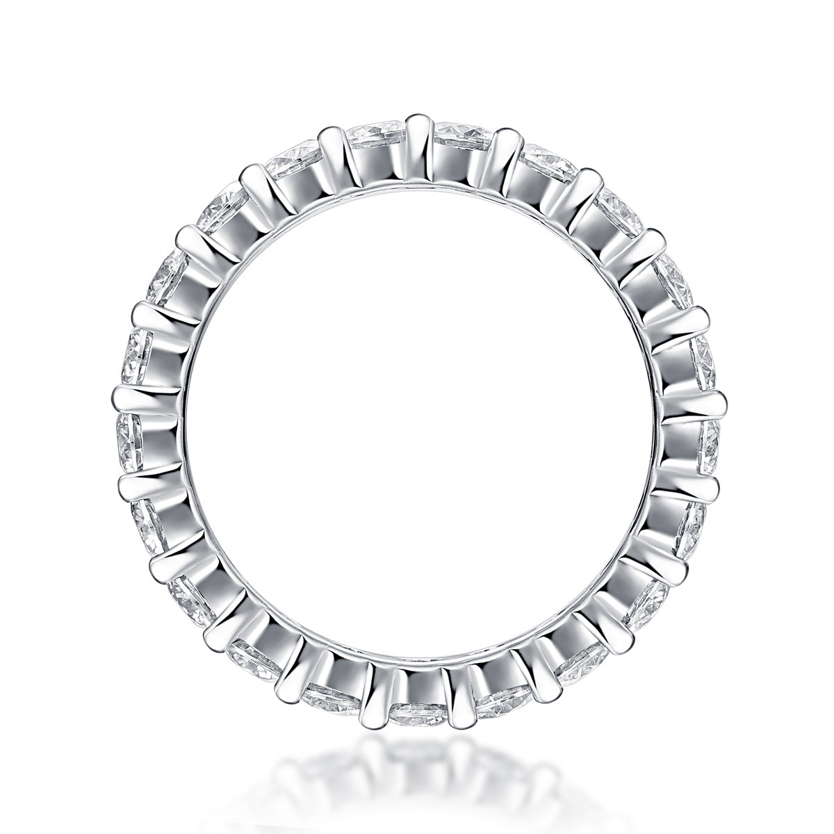 925 sterling silver moissanite ring with round-cut stones in a continuous halo design