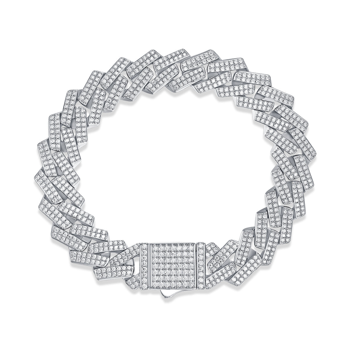 LUNIVA CARE USA luxury S925 silver designer bracelet with moissanite stones in a linked chain design