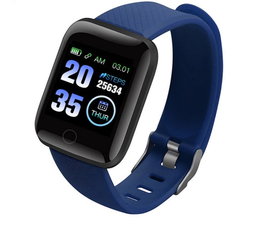 LUNIVA CARE USA smart fitness band with blue strap activity tracker with heart and blood pressure sensor