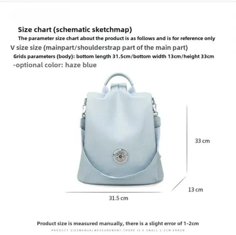 LUNIVA CARE USA large capacity stylish shoulder bag in haze blue with 31.5cm width and 33cm height