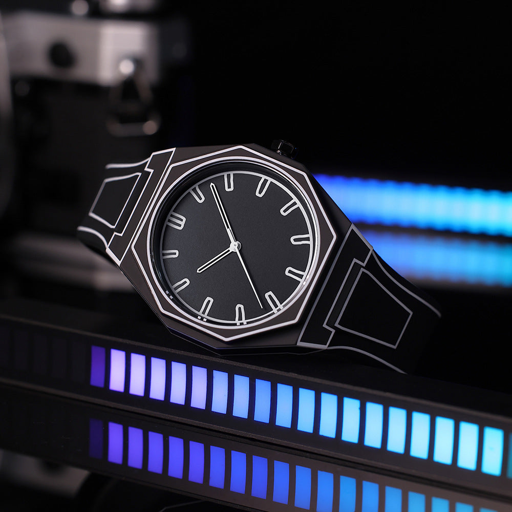 LUNIVA CARE USA stylish waterproof timepiece with graphic design in black and white for unisex use