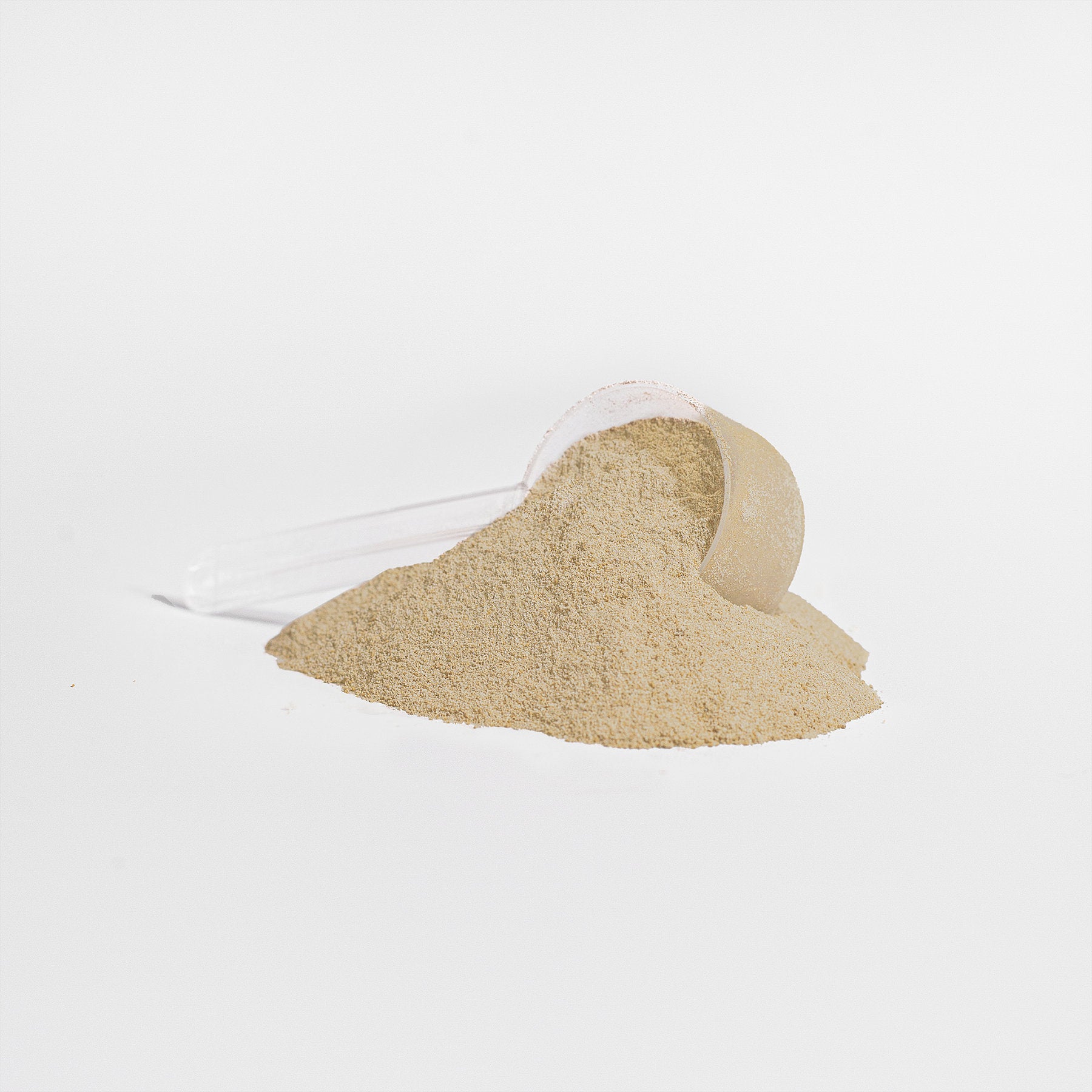LUNIVA CARE USA whey protein for lean muscle recovery powder with clear scoop on white background