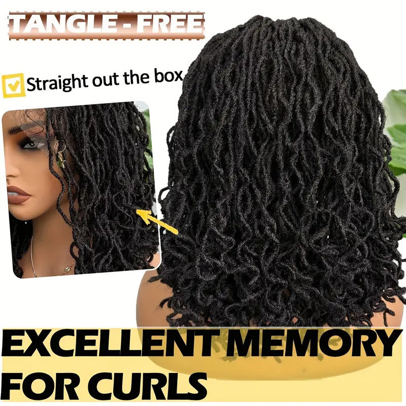 LUNIVA CARE USA lightweight curly synthetic wig ombre braided faux locs wig with tangle-free curls