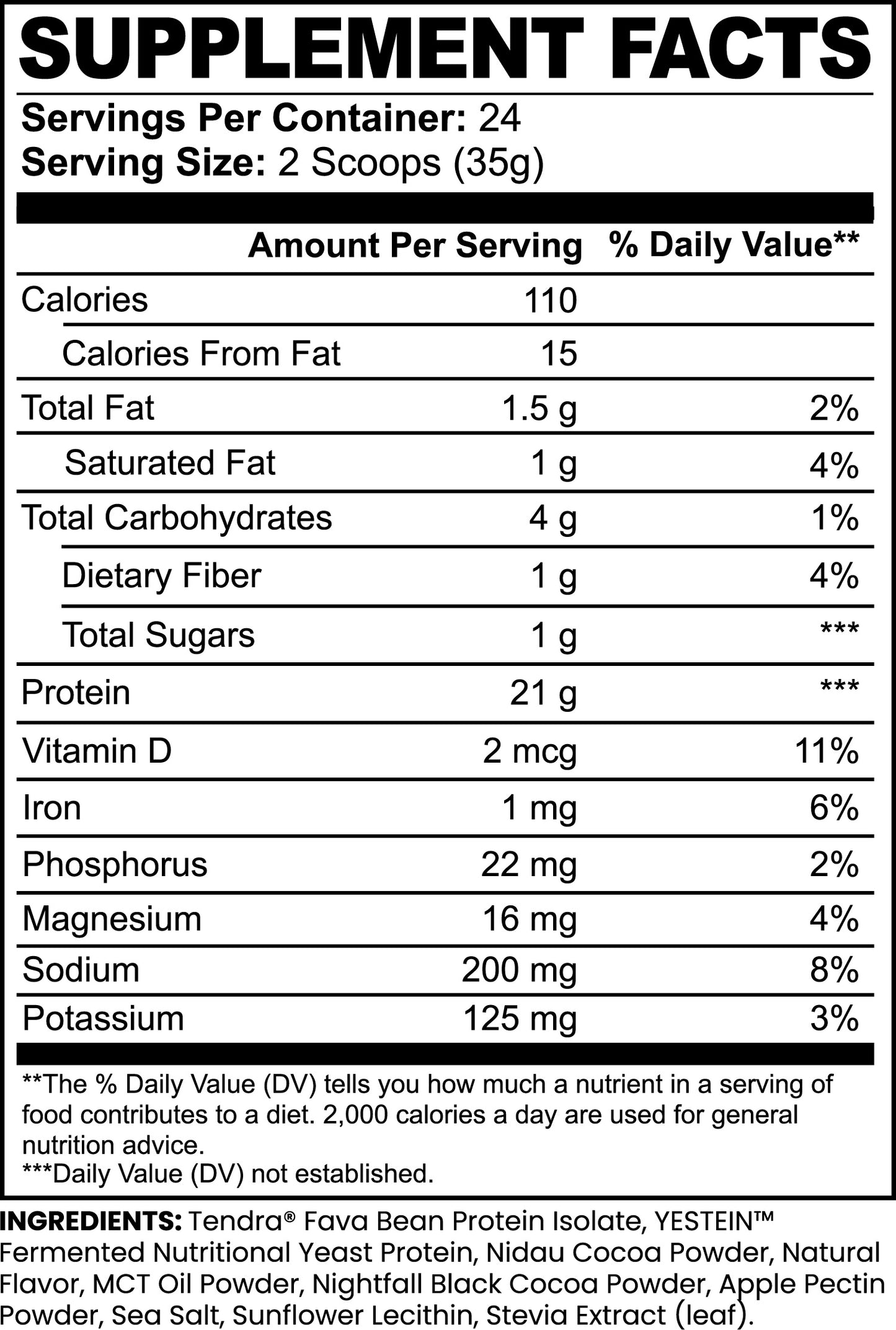Luniva Care USA plant-based protein powder chocolate nutrition facts and ingredients label