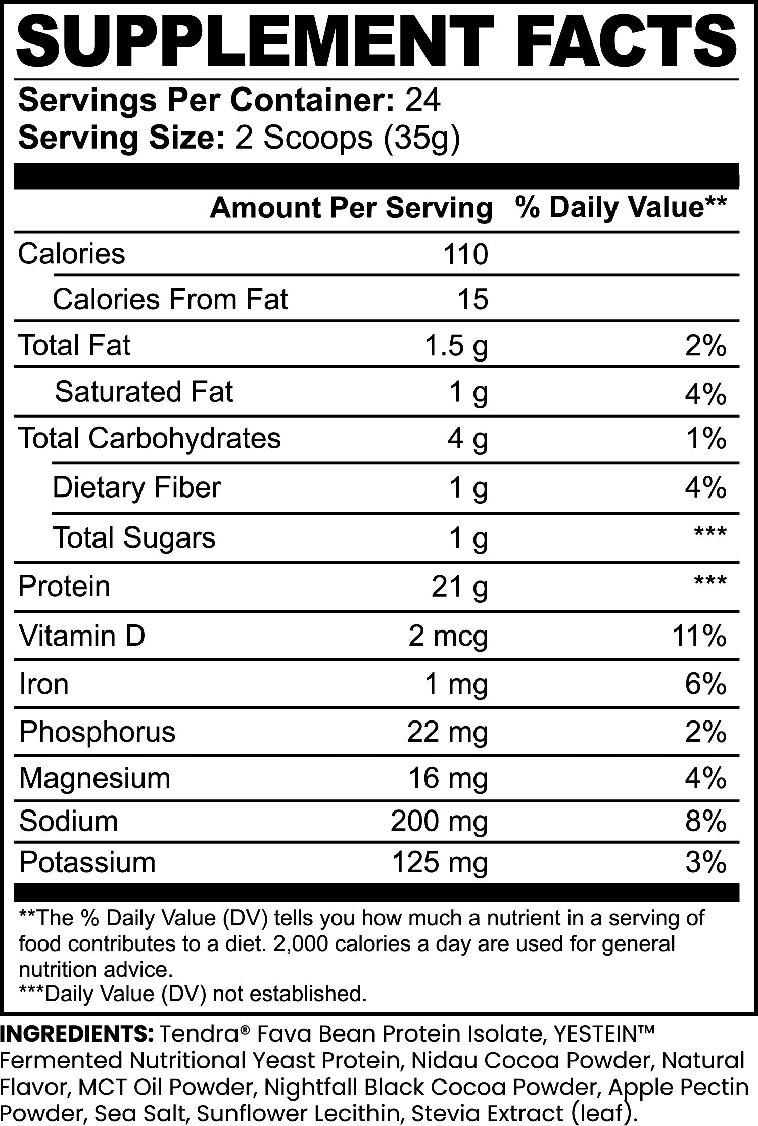 Luniva Care USA plant-based protein powder chocolate nutrition facts and ingredients label