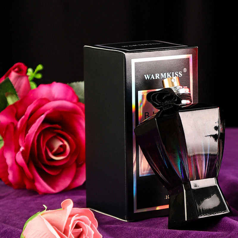 Giftable luxury perfume for her by LUNIVA CARE USA in sleek black bottle with floral background