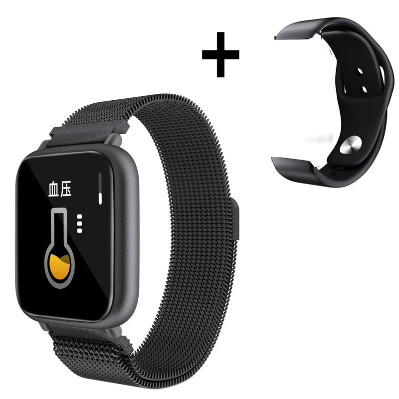 Luniva Care USA waterproof fitness watch with heart rate monitor and additional black strap