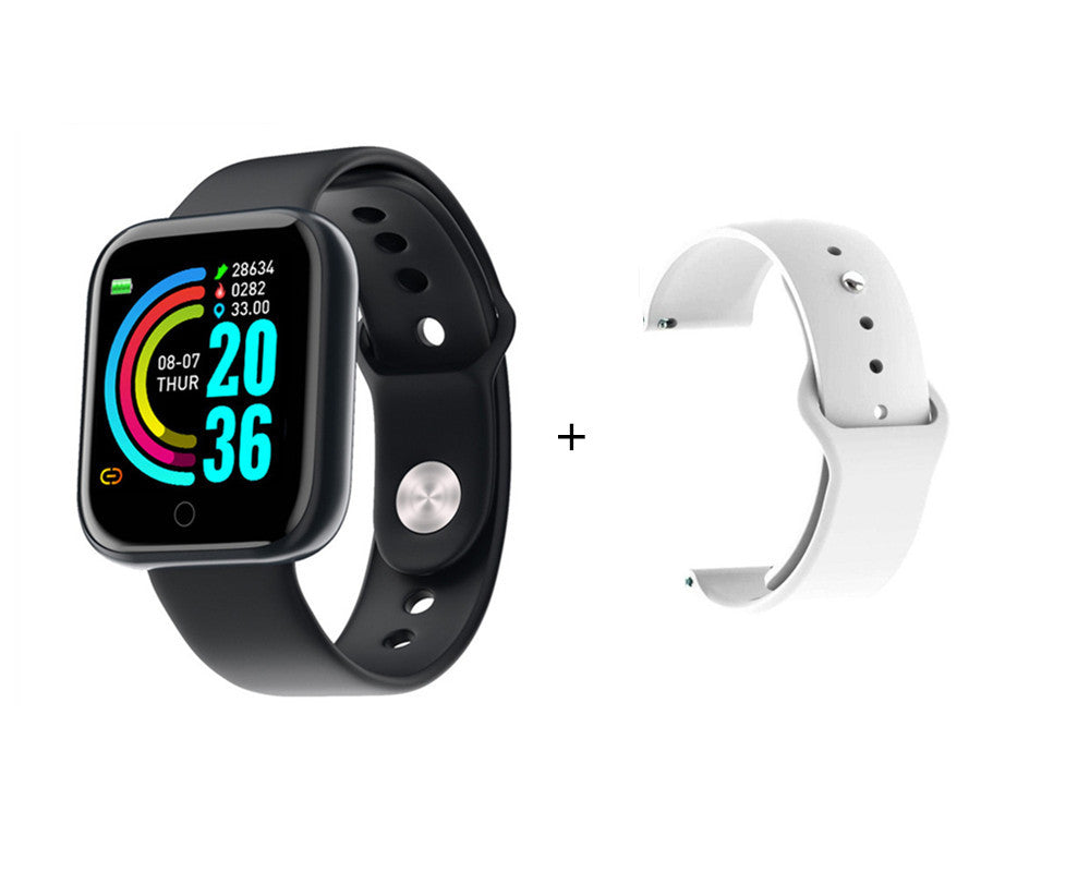 LUNIVA CARE USA waterproof fitness watch with heart rate monitor in black and extra white band